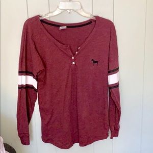 PINK long sleeve Henley